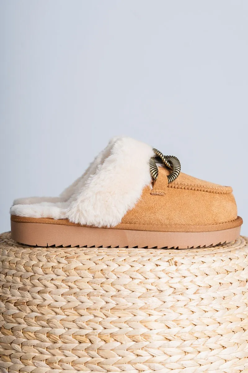 Taos fur lined slipper chestnut