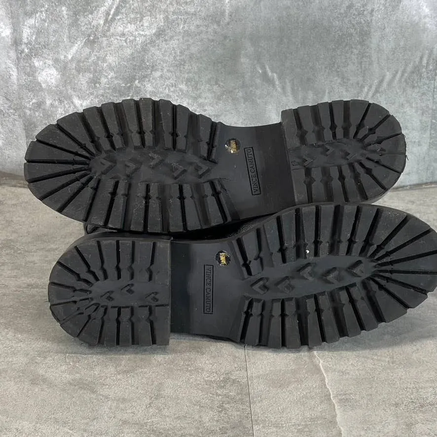 VINCE CAMUTO Women's Black Fawdry Lace-Up Double-Buckle Combat Boots SZ 9.5