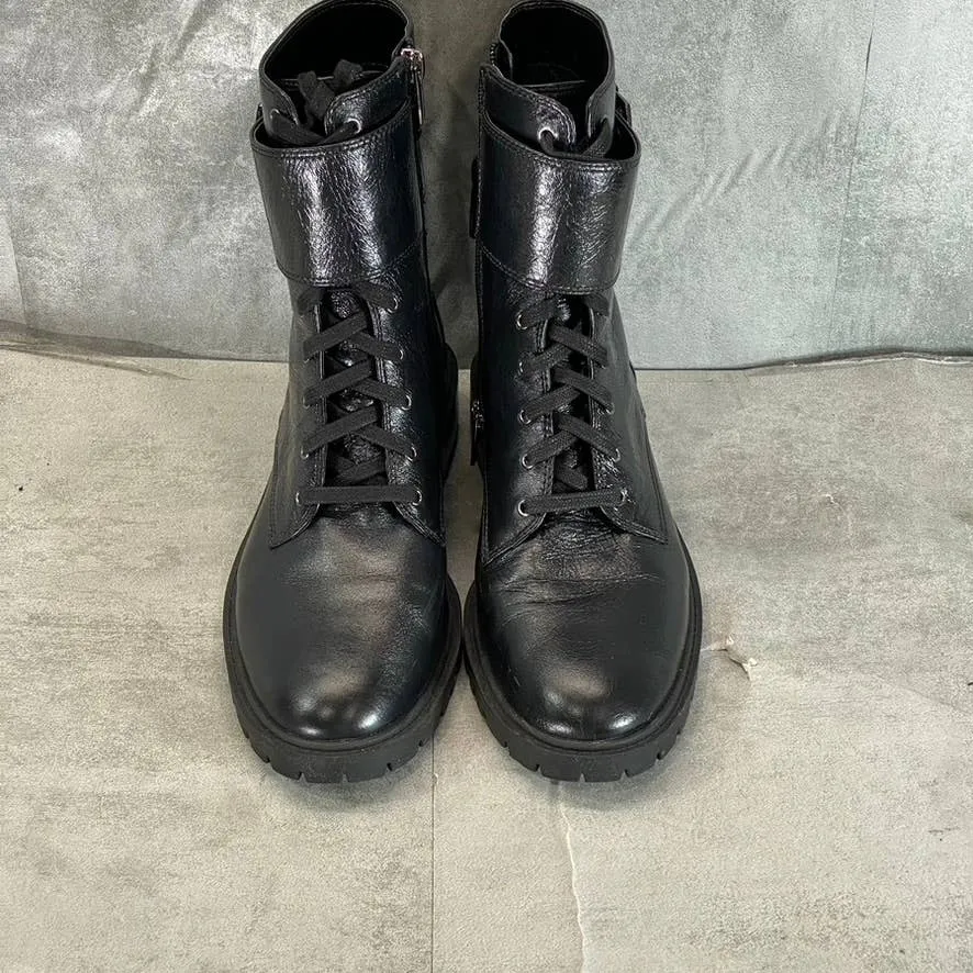 VINCE CAMUTO Women's Black Fawdry Lace-Up Double-Buckle Combat Boots SZ 9.5