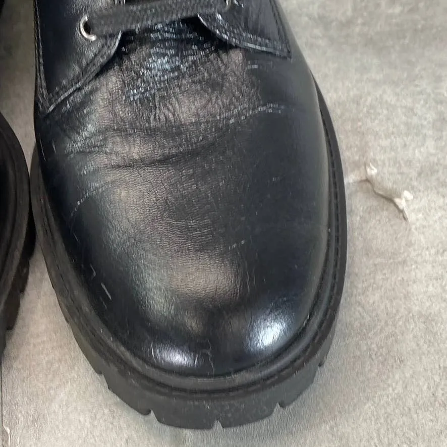 VINCE CAMUTO Women's Black Fawdry Lace-Up Double-Buckle Combat Boots SZ 9.5