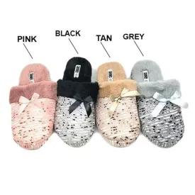 Women Slipper Faux Fur Knit Bow Design Soft Warm Footbed Comfortable House Shoes Women Slipper Faux Fur Knit Bow Design Soft Warm Footbed Comfortable House Shoes
