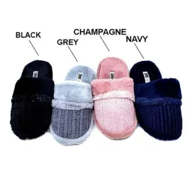 Women Slipper Faux Fur Knit Design Soft Plush Footbed Comfortable House Shoes