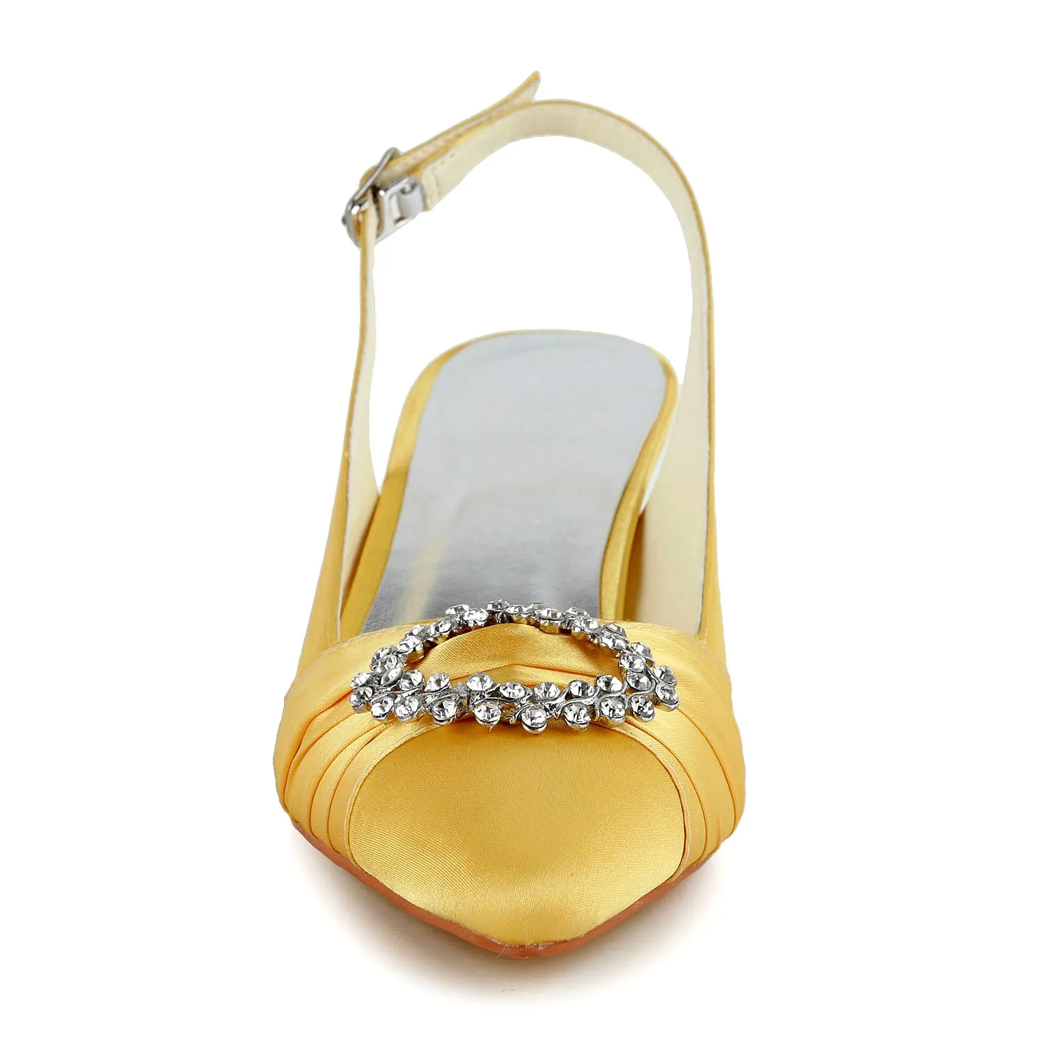 Women's Bridal Shoes Closed Toe 2.2" Mid Heel Satin Pumps Wedding Shoes