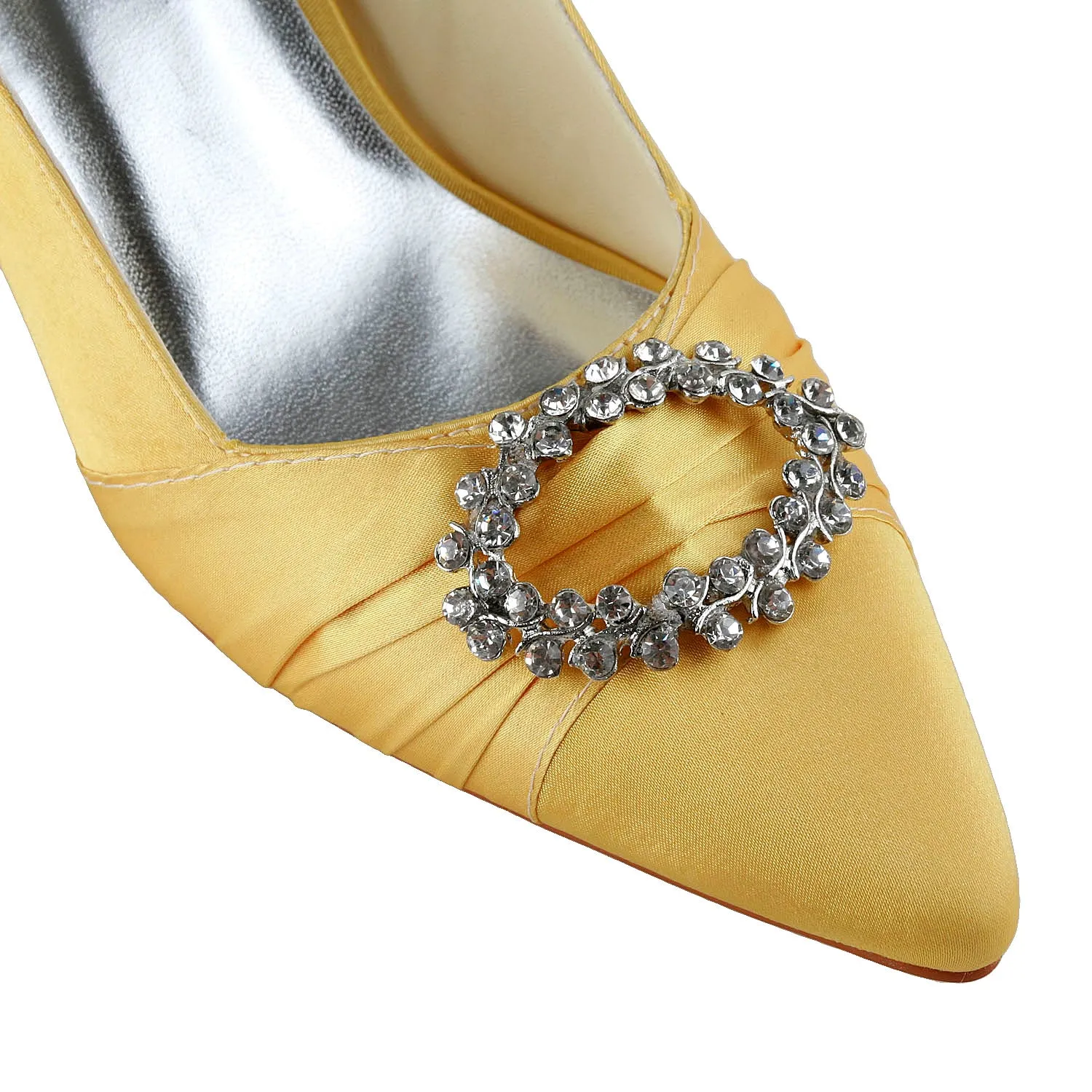 Women's Bridal Shoes Closed Toe 2.2" Mid Heel Satin Pumps Wedding Shoes