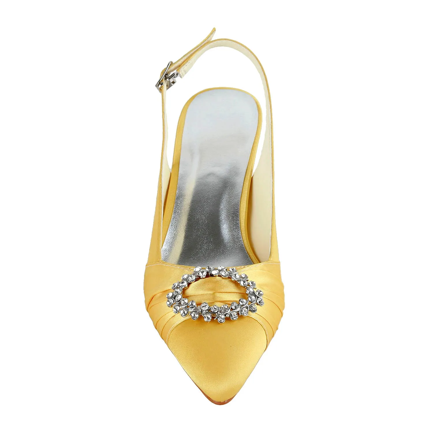 Women's Bridal Shoes Closed Toe 2.2" Mid Heel Satin Pumps Wedding Shoes