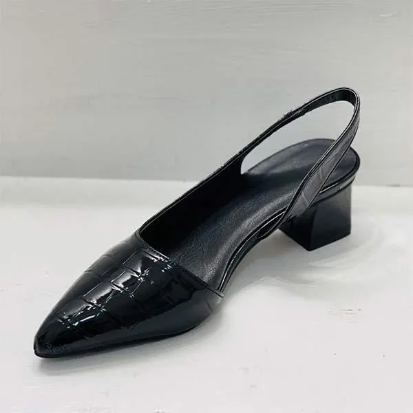 Women'S Pointed Toe Mid Heel Thick Heel Side Empty Shoes 91519274C