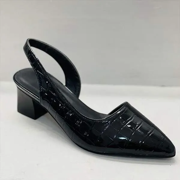 Women'S Pointed Toe Mid Heel Thick Heel Side Empty Shoes 91519274C
