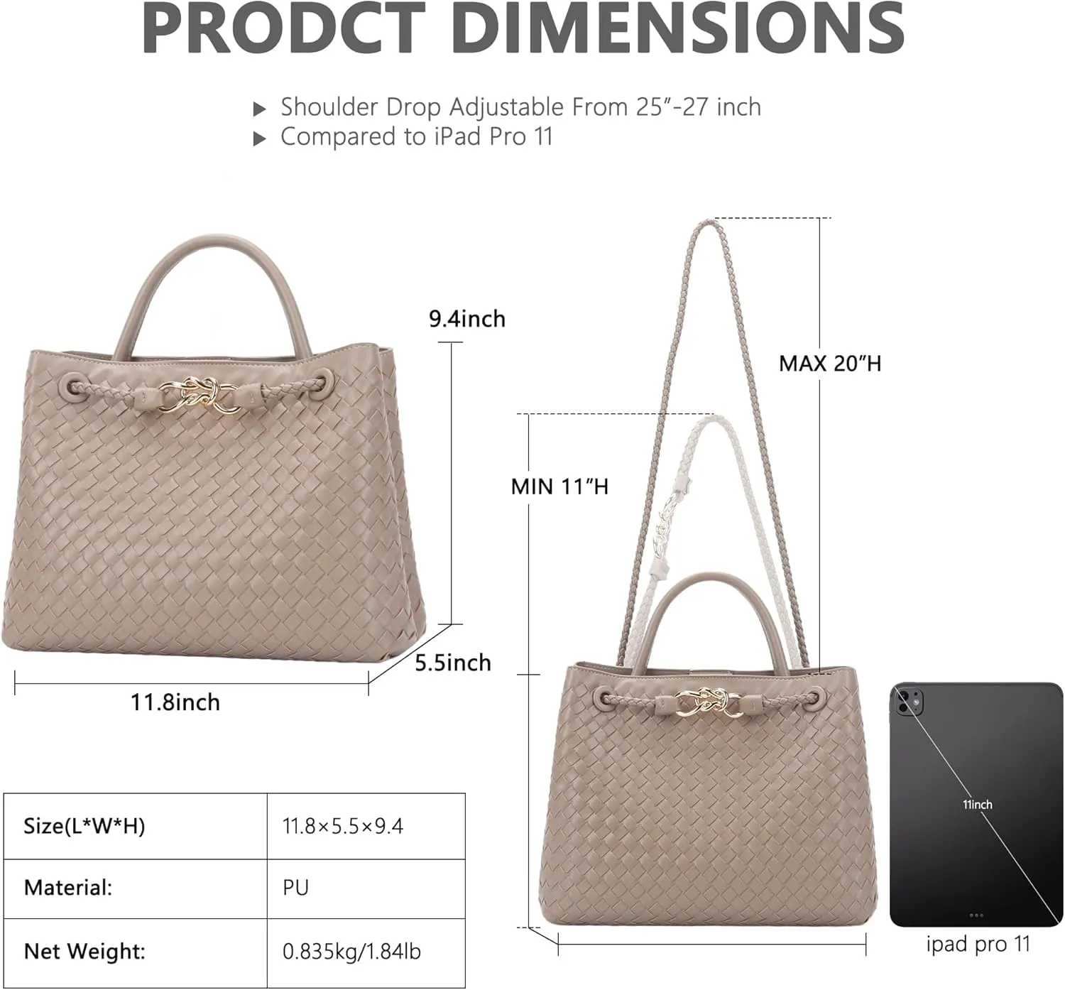 Woven Tote Bag for Women Crossbody Handbag,Vegan Leather Large Tote Purse,Trendy Satchel Handbag Bowknot Shoulder Bag